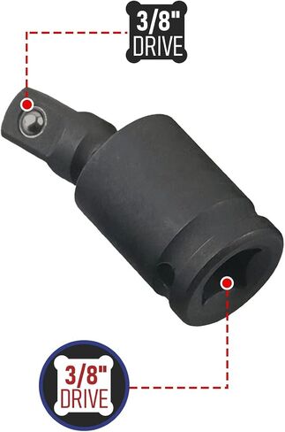 1/2" Universal Joint Swivel Socket Adapter, Black Impact Socket Extension, CR-V Steel in Saudi Arabia