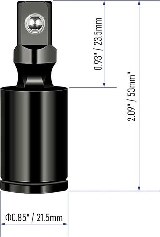 1/2" Universal Joint Swivel Socket Adapter, Black Impact Socket Extension, CR-V Steel in Saudi Arabia