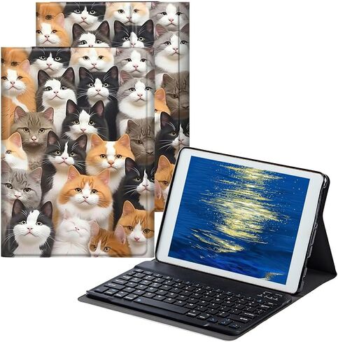 Keyboard Case for Kindle Fire HD 8 & Fire HD 8 Plus Tablet (12th Generation 2022 & 10th Generation 2020 Release) Slim Smart Stand Cover with Detachable Wireless Bluetooth Keyboard,Abstract Sun Leaf in Saudi Arabia