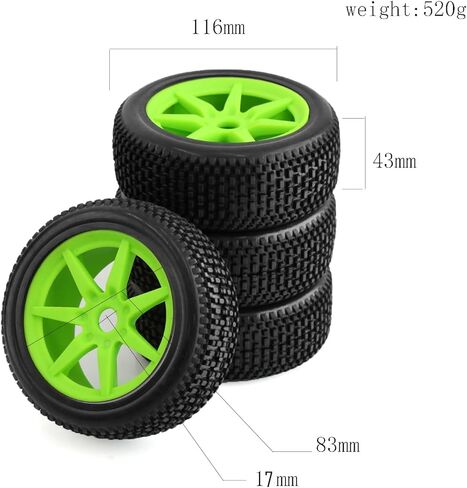 إطارات RC مثبتة مسبقًا 4.6 بوصة عرض 1.65 بوصة حافة 7 تكلم 17 مم سداسية لـ Arrma Typhon 6S BLX Typhon 3S BLX Typhon Mega 550 ترقيات (أخضر) in Kuwait