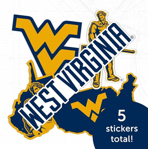 West Virginia University Sticker WVU Mountaineers Stickers Vinyl Decals Laptop Water Bottle Car T2 (Type 2-3) in Saudi Arabia