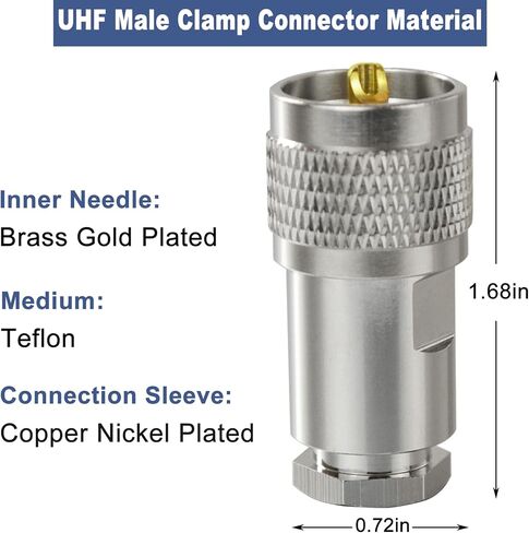 PL-259 Male Clamp Connector,UHF Male Coax Connector for RG8 LMR400 Cable(2 pcs) in Saudi Arabia
