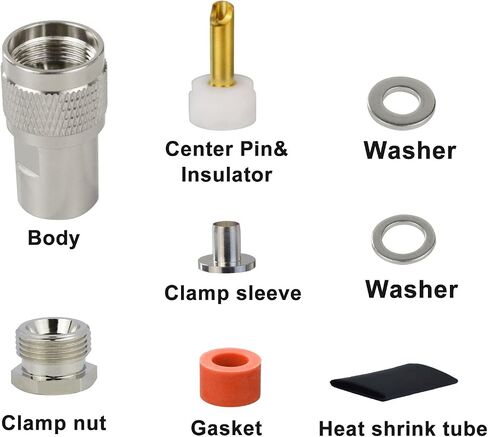 PL-259 Male Clamp Connector,UHF Male Coax Connector for RG8 LMR400 Cable(2 pcs) in Saudi Arabia