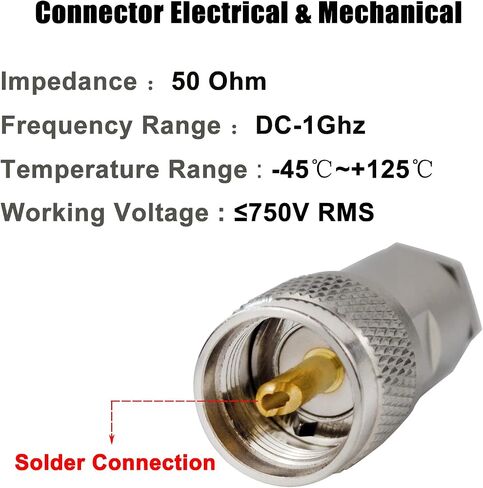PL-259 Male Clamp Connector,UHF Male Coax Connector for RG8 LMR400 Cable(2 pcs) in Saudi Arabia