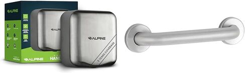 مجفف الأيدي الأوتوماتيكي التجاري من Alpine - مجفف يد هوائي عالي السرعة للمنزل والمطاعم والحمام ومناطق المرور العالية. 1800 واط / 110-120 فولت (أسود) in Kuwait