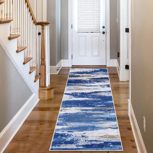 GAOMON 2x6 Long Hallway Runner Rug Machine Washable Kitchen Runner Rug Colorful Modern Abstract Area Rug Indoor Throw Floor Carpet for Living Room Bedroom Laundry, 2' x 6' Blue in Saudi Arabia