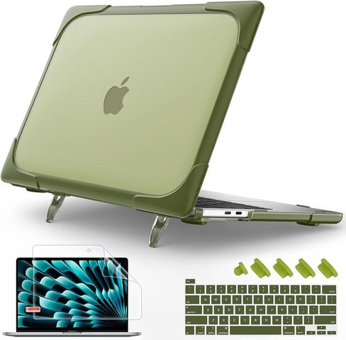[مسند قابل للطي على شكل قرص العسل 2022] May Chen متوافق مع حافظة MacBook Pro 16 بوصة مع شريط لمس، إصدار 2019 2020 موديل A2141، غطاء حماية صلب بطبقة مزدوجة شديدة التحمل مع ممتص للصدمات من مادة TPU، أزرق داكن in Kuwait