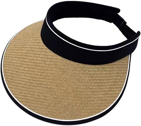 Sun Visor Hats for Women Wide Brim Straw Beach Hat Summer Packable Ponytail Hats for Women Travel UPF 50+ in Saudi Arabia