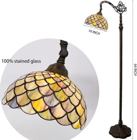 Tiffany Floor Lamp Stained Glass Orange Red Rose Arched Reading Light Gooseneck Adjustable Corner Standing Lamp 10X16X64 Inch for Bedroom Living Room Home Office in Saudi Arabia