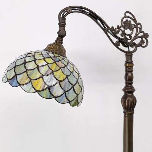 Tiffany Floor Lamp Stained Glass Orange Red Rose Arched Reading Light Gooseneck Adjustable Corner Standing Lamp 10X16X64 Inch for Bedroom Living Room Home Office in Saudi Arabia