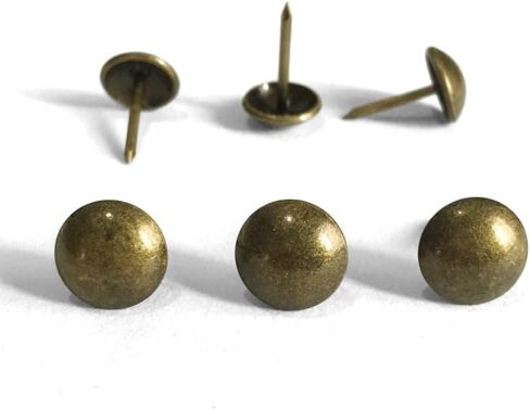 500pcs a lot: D11mmxL17mm Antique Vintage Sofa Upholstery Tacks Wooden Furniture Decorative Tacks Hobnail Thumb Nails Home DIY Upholstery Nails (Antique) in Kuwait