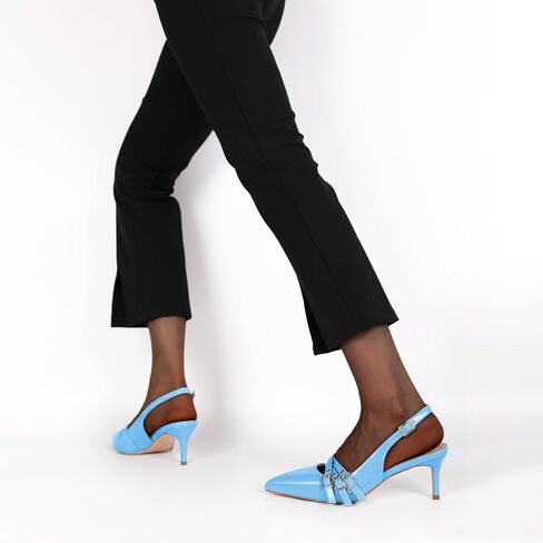 Eldof Women Slingback Heels Eyelet Buckle Strap Pointed Toe Slip On Kitten Heel Pumps Shoes Dressy 2.5 Inches in Kuwait