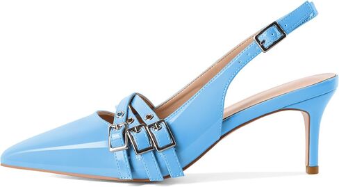 Eldof Women Slingback Heels Eyelet Buckle Strap Pointed Toe Slip On Kitten Heel Pumps Shoes Dressy 2.5 Inches in Kuwait