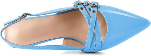 Eldof Women Slingback Heels Eyelet Buckle Strap Pointed Toe Slip On Kitten Heel Pumps Shoes Dressy 2.5 Inches in Kuwait