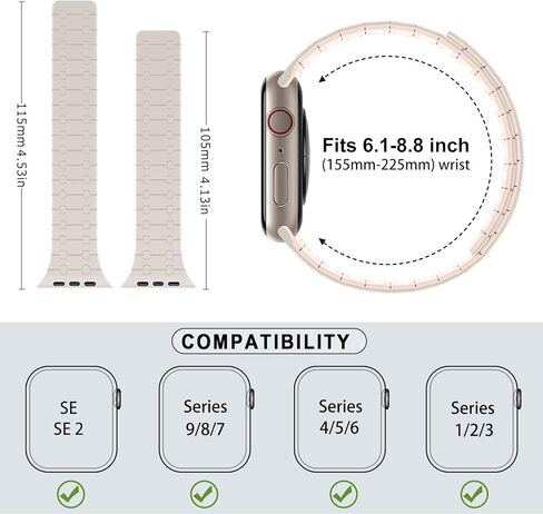 Amizee أشرطة مغناطيسية متوافقة مع سوار ساعة Apple 49 مم 45 مم 44 مم 42 مم 41 مم 40 مم 38 مم حزام سيليكون رياضي للنساء والرجال لسلسلة iWatch Ultra 2 9 8 7 6 SE 5 4 3 2 1 (49/45/44/42، أسود) in Kuwait