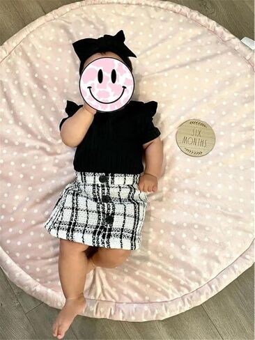 Derouetkia Baby Girl Clothes Summer Ruffle Sleeve Romper Skirt Headband Infant Girls Outfits Sets in Kuwait