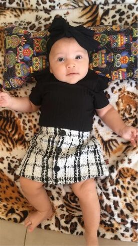 Derouetkia Baby Girl Clothes Summer Ruffle Sleeve Romper Skirt Headband Infant Girls Outfits Sets in Kuwait