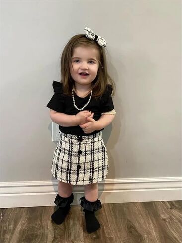 Derouetkia Baby Girl Clothes Summer Ruffle Sleeve Romper Skirt Headband Infant Girls Outfits Sets in Kuwait