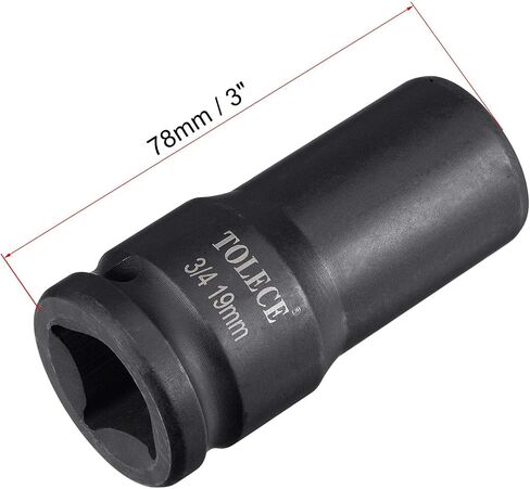 uxcell 3/4-Inch Drive 19mm 12-Point Deep Impact Socket, CR-MO Steel 78mm Length, Metric Sizes in Saudi Arabia