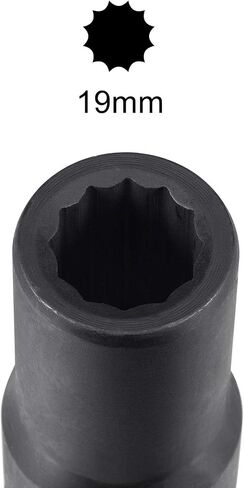uxcell 3/4-Inch Drive 19mm 12-Point Deep Impact Socket, CR-MO Steel 78mm Length, Metric Sizes in Saudi Arabia