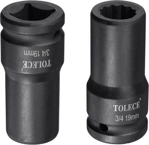 uxcell 3/4-Inch Drive 19mm 12-Point Deep Impact Socket, CR-MO Steel 78mm Length, Metric Sizes in Saudi Arabia