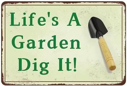 Funny Garden Decor - A Dirty Hoe is a Happy Hoe - Gardening Gifts - Vintage Outside Gardening Sign - Garden Gate Signs - 12x8 inches Aluminum Metal Sign in Saudi Arabia