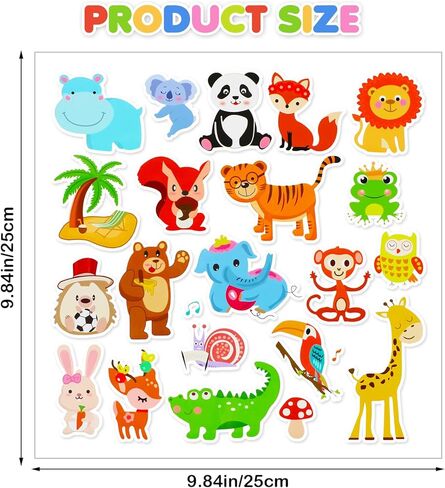 21Pcs Cute Animals Stickers, Waterproof Zoo Animals Decals, Removable Reusable Cartoon Stickers for Kids Adults Classroom Home Nursery Airplane Birthday Party Supplies Decorations in Kuwait