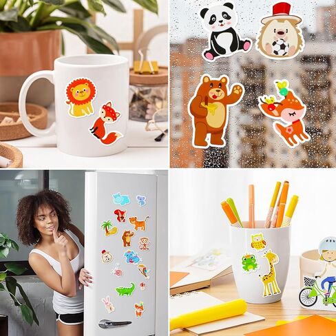 21Pcs Cute Animals Stickers, Waterproof Zoo Animals Decals, Removable Reusable Cartoon Stickers for Kids Adults Classroom Home Nursery Airplane Birthday Party Supplies Decorations in Kuwait