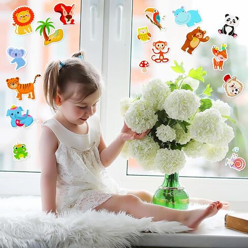 21Pcs Cute Animals Stickers, Waterproof Zoo Animals Decals, Removable Reusable Cartoon Stickers for Kids Adults Classroom Home Nursery Airplane Birthday Party Supplies Decorations in Kuwait