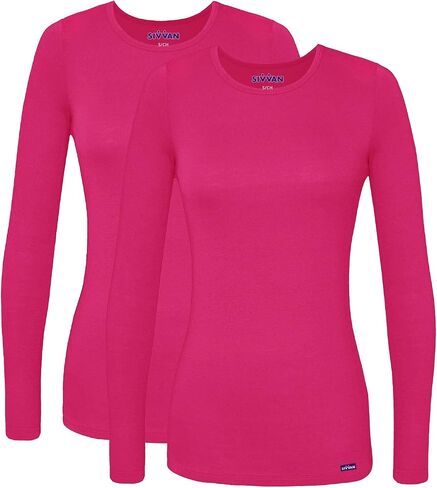 Sivvan Scrubs for Women - Long Sleeve Comfort Underscrub Tee 2-Pack in Saudi Arabia