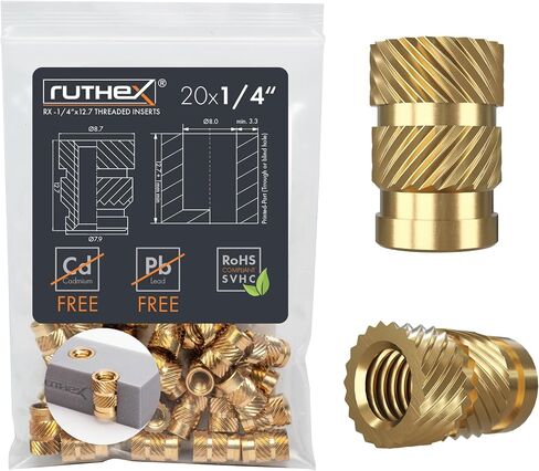 ruthex M3 Threaded Inserts Short - 100 Pieces RX-M3Sx4.0 Brass Heat Set Insert for Plastic Parts - Metric knurled Nuts - Insert by Heat into 3D Printing Components in Saudi Arabia