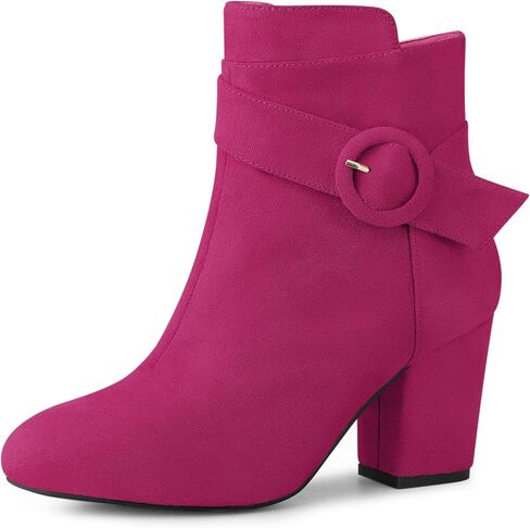 Allegra K Women's Round Toe Block Heel Boots Ankle Booties in Saudi Arabia