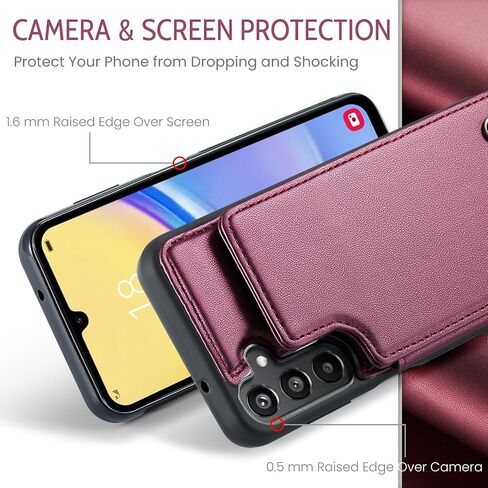 Vinich for Samsung Galaxy A15 Case with Card Holder, for Samsung A15 Wallet Case for Women Men with RFID Blocking, Durable Kickstand Shockproof Phone Case for Galaxy A15 5G, Black in Saudi Arabia