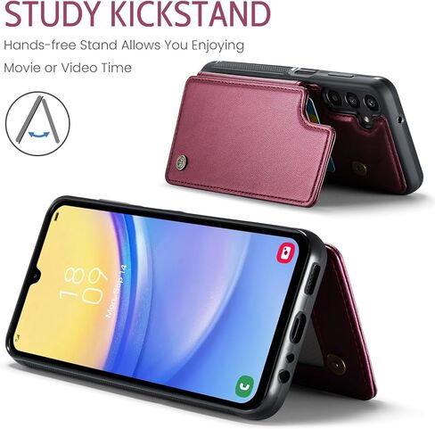 Vinich for Samsung Galaxy A15 Case with Card Holder, for Samsung A15 Wallet Case for Women Men with RFID Blocking, Durable Kickstand Shockproof Phone Case for Galaxy A15 5G, Black in Saudi Arabia