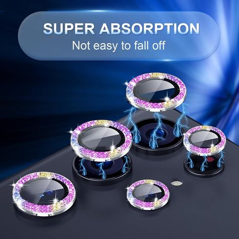 [5+2]TIUYAO Camera Lens Protector for Samsung Galaxy S23 Ultra, Tempered Glass Aluminum Alloy Ring Lens Cover with [Installation Tray] [Removal tool] Fit for Samsung Galaxy S23 Ultra Glitter Colorful in Saudi Arabia