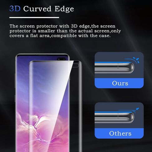 عبوتان من واقي الشاشة لهاتف Samsung Galaxy S10 Plus، حافة ثلاثية الأبعاد 9H صلابة HD من الزجاج المقسى الشفاف، غشاء HD شفاف [مضاد للخدش] سهل التركيب متوافق مع Samsung Galaxy S10 Plus in Kuwait