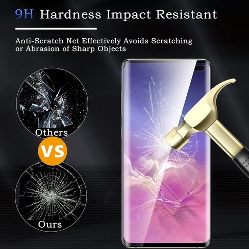 عبوتان من واقي الشاشة لهاتف Samsung Galaxy S10 Plus، حافة ثلاثية الأبعاد 9H صلابة HD من الزجاج المقسى الشفاف، غشاء HD شفاف [مضاد للخدش] سهل التركيب متوافق مع Samsung Galaxy S10 Plus in Kuwait