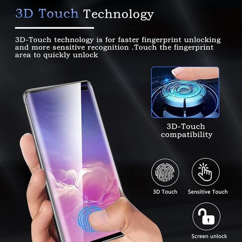 عبوتان من واقي الشاشة لهاتف Samsung Galaxy S10 Plus، حافة ثلاثية الأبعاد 9H صلابة HD من الزجاج المقسى الشفاف، غشاء HD شفاف [مضاد للخدش] سهل التركيب متوافق مع Samsung Galaxy S10 Plus in Kuwait