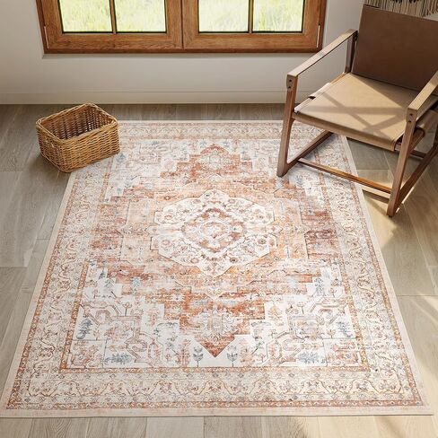 سجاد Valenrug قابل للغسل مقاس 5x7 - سجاد مقاوم للبقع لغرفة المعيشة، سجاد منطقة غير قابل للانزلاق مقاس 5x7، سجادة غرفة نوم ديكور الغرفة (حكيم، 5'x7') in Saudi Arabia