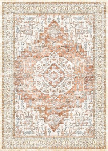 سجاد Valenrug قابل للغسل مقاس 5x7 - سجاد مقاوم للبقع لغرفة المعيشة، سجاد منطقة غير قابل للانزلاق مقاس 5x7، سجادة غرفة نوم ديكور الغرفة (حكيم، 5'x7') in Saudi Arabia
