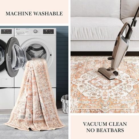 سجاد Valenrug قابل للغسل مقاس 5x7 - سجاد مقاوم للبقع لغرفة المعيشة، سجاد منطقة غير قابل للانزلاق مقاس 5x7، سجادة غرفة نوم ديكور الغرفة (حكيم، 5'x7') in Saudi Arabia