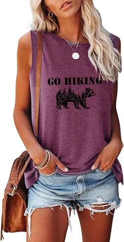 Workout Sleeveless Funny Forest Bear Printed Cute Nature Shirts Women T Shirt Graphic Summer Tank Tops Go Hiking Mountain Tee in Saudi Arabia