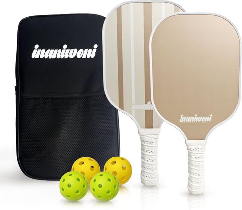 Pickleball Paddles Set of 2 - Fiberglass Surface & Polypropylene Honeycomb Core | Lightweight Pickball Paddles | 4 Pickball Balls and 1 Bag in Saudi Arabia