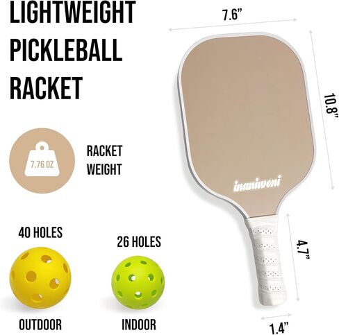 Pickleball Paddles Set of 2 - Fiberglass Surface & Polypropylene Honeycomb Core | Lightweight Pickball Paddles | 4 Pickball Balls and 1 Bag in Saudi Arabia