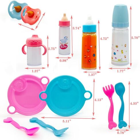 Baby Doll Accessories Magic Bottle set Magic Disappearing Milk Juice Bottles Sippy Cups with Pacifiers Bowl Spoons, Doll Bottle Toys Feeding Pretend Playset for Kids Girls Ages 3+ (Small set(10pcs)) in Saudi Arabia