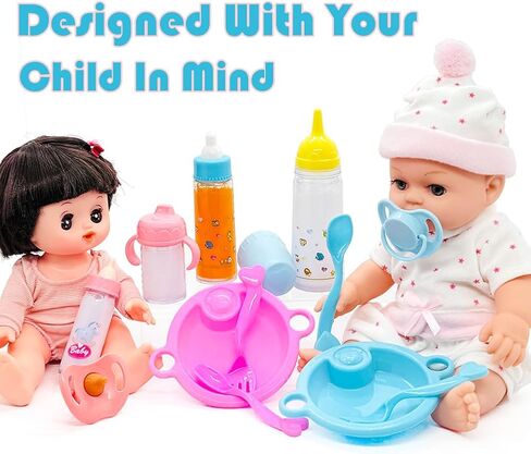 Baby Doll Accessories Magic Bottle set Magic Disappearing Milk Juice Bottles Sippy Cups with Pacifiers Bowl Spoons, Doll Bottle Toys Feeding Pretend Playset for Kids Girls Ages 3+ (Small set(10pcs)) in Saudi Arabia