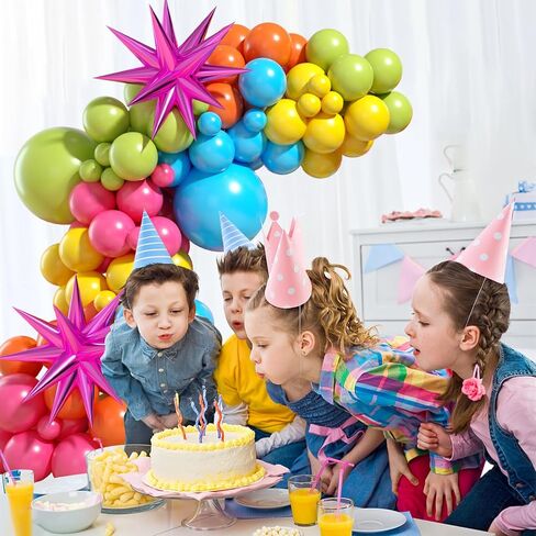 Green Blue Yellow Orange Balloon Arch, Rainbow Balloon Garland with Rose Red Yellow Orange Blue Green Latex Balloons Rose Red Foil Balloons for Birthday Aloha Luau Fiesta Party Decorations in Saudi Arabia