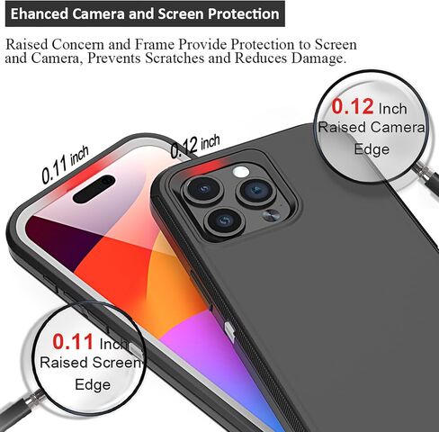 Compatible with iPhone 15 Pro Case, with Belt Clip Holster Heavy Duty Rugged Shockproof Full Body Protection Kickstand Cover for iPhone 15 Pro 6.1 inch Phone (Black) in Saudi Arabia