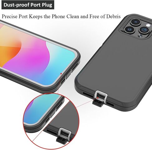 Compatible with iPhone 15 Pro Case, with Belt Clip Holster Heavy Duty Rugged Shockproof Full Body Protection Kickstand Cover for iPhone 15 Pro 6.1 inch Phone (Black) in Saudi Arabia