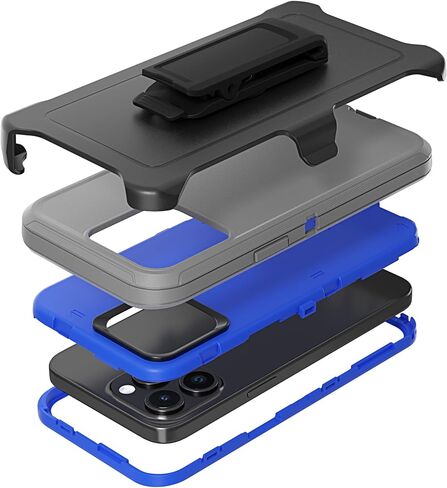 Compatible with iPhone 15 Pro Case, with Belt Clip Holster Heavy Duty Rugged Shockproof Full Body Protection Kickstand Cover for iPhone 15 Pro 6.1 inch Phone (Black) in Saudi Arabia